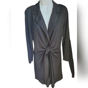 Club Monaco Blacl Refined Knit Wrap Dress Stretch Jersey Size L